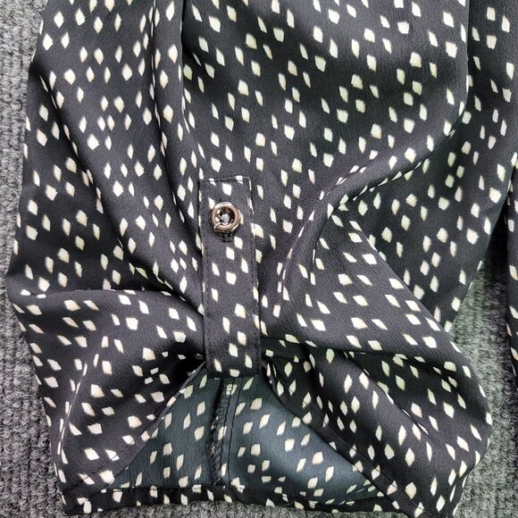 Croft & Barrow 1X V Neck Roll Tab Sleeve Polka Dot Blouse Ruched Sholder - Picture 5 of 11